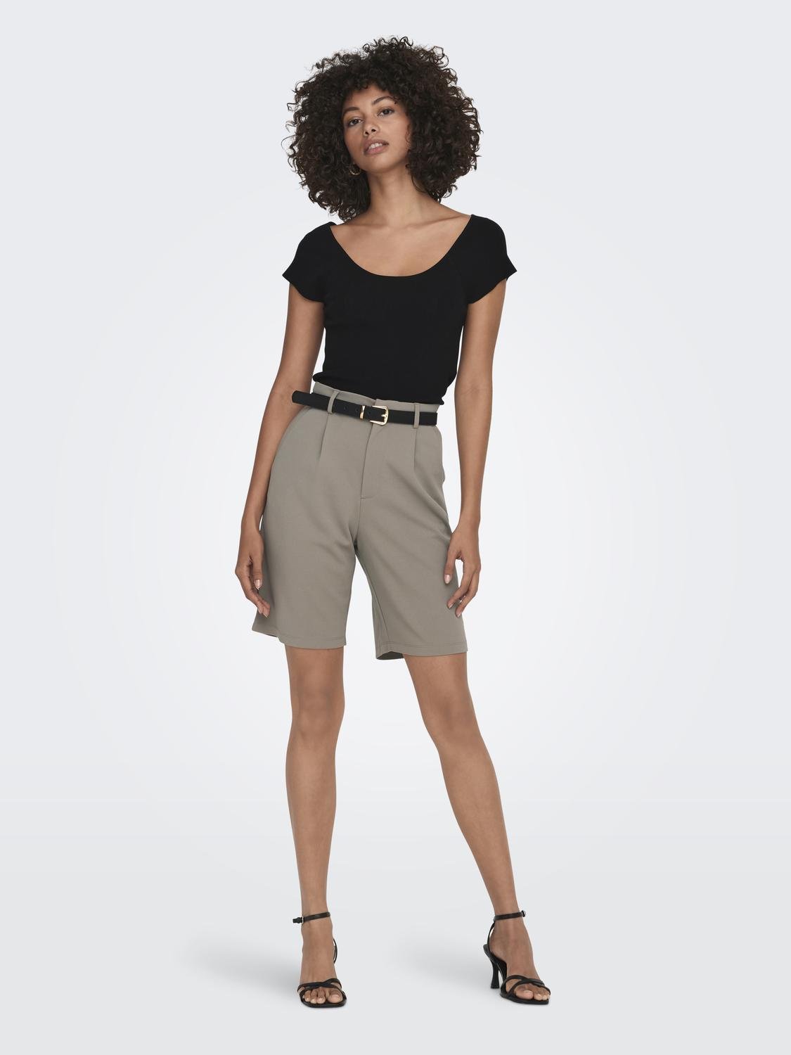 ONLY Regular Fit Mid waist Shorts -Driftwood - 15257249