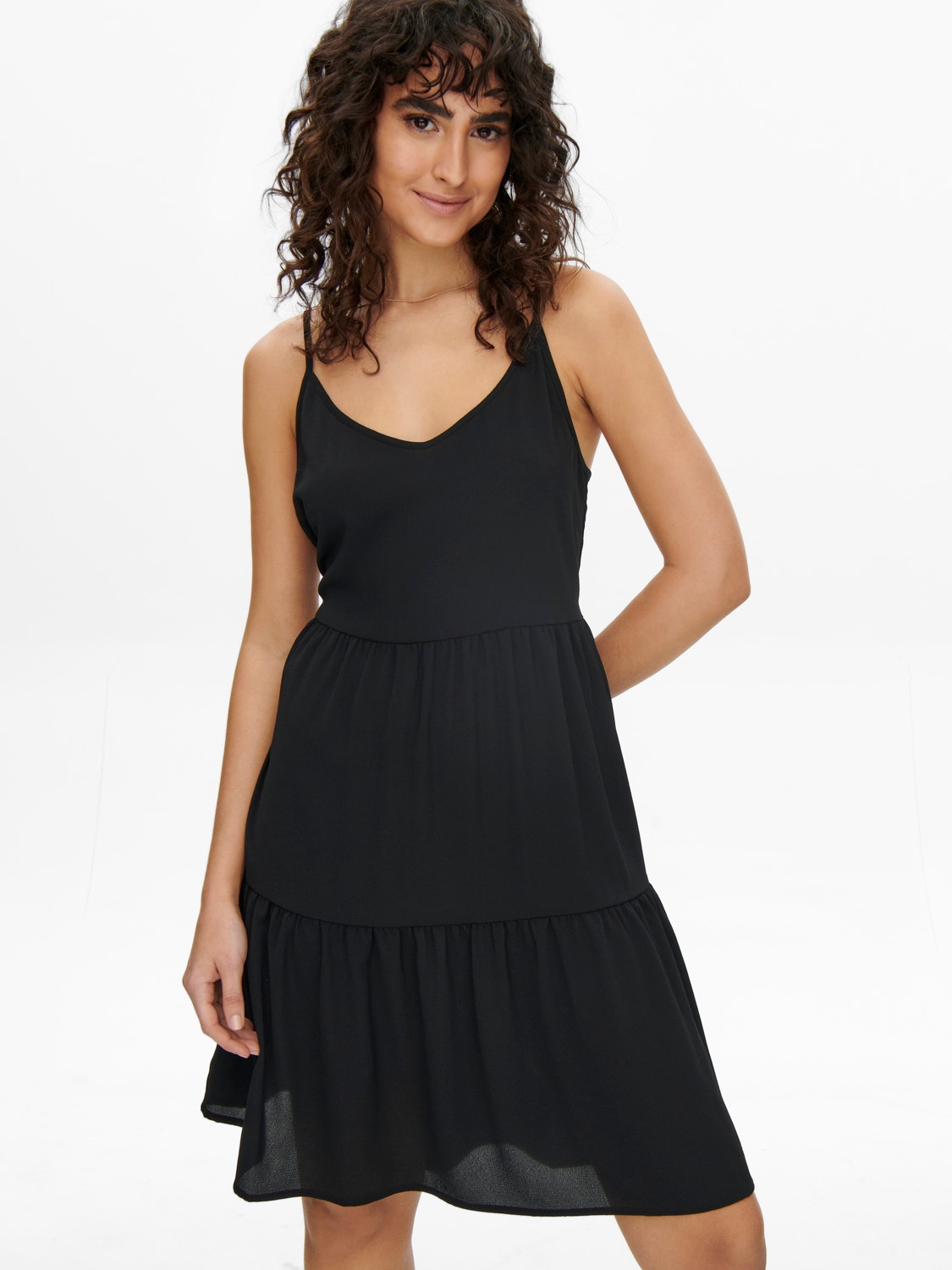 ONLY Regular Fit V-Neck Short dress -Black - 15257312
