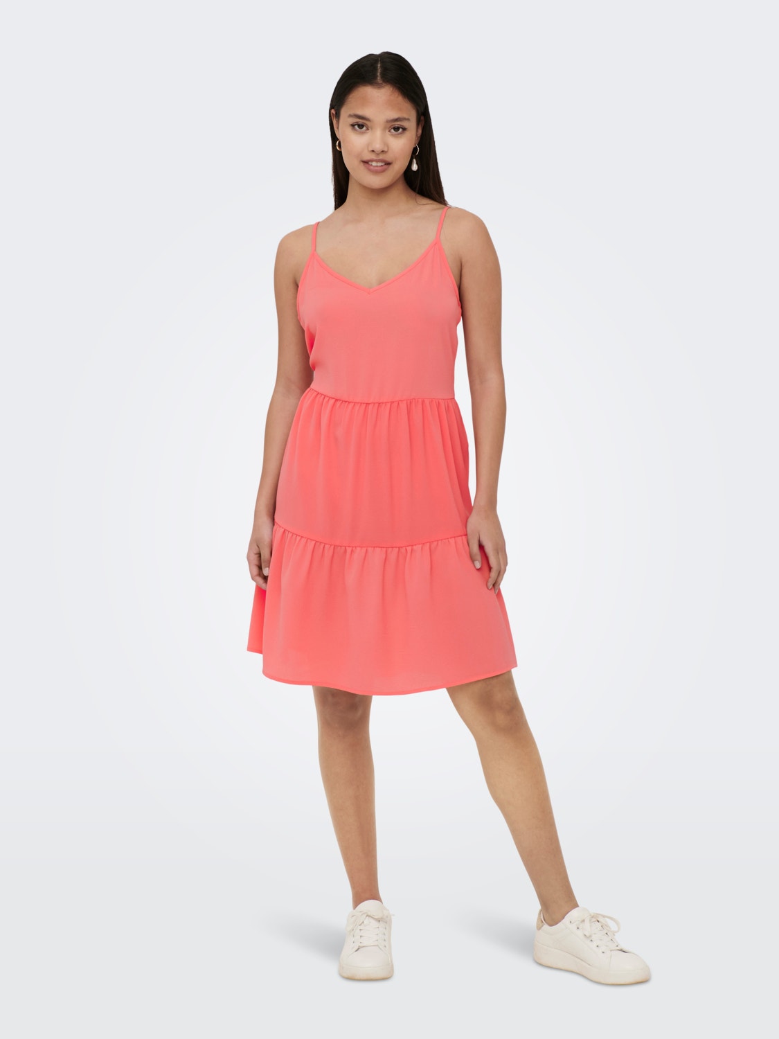 ONLY Normal geschnitten V-Ausschnitt Kurzes Kleid -Tea Rose - 15257312