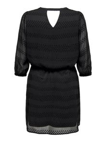 ONLY Normal geschnitten V-Ausschnitt Langes Kleid -Black - 15257314