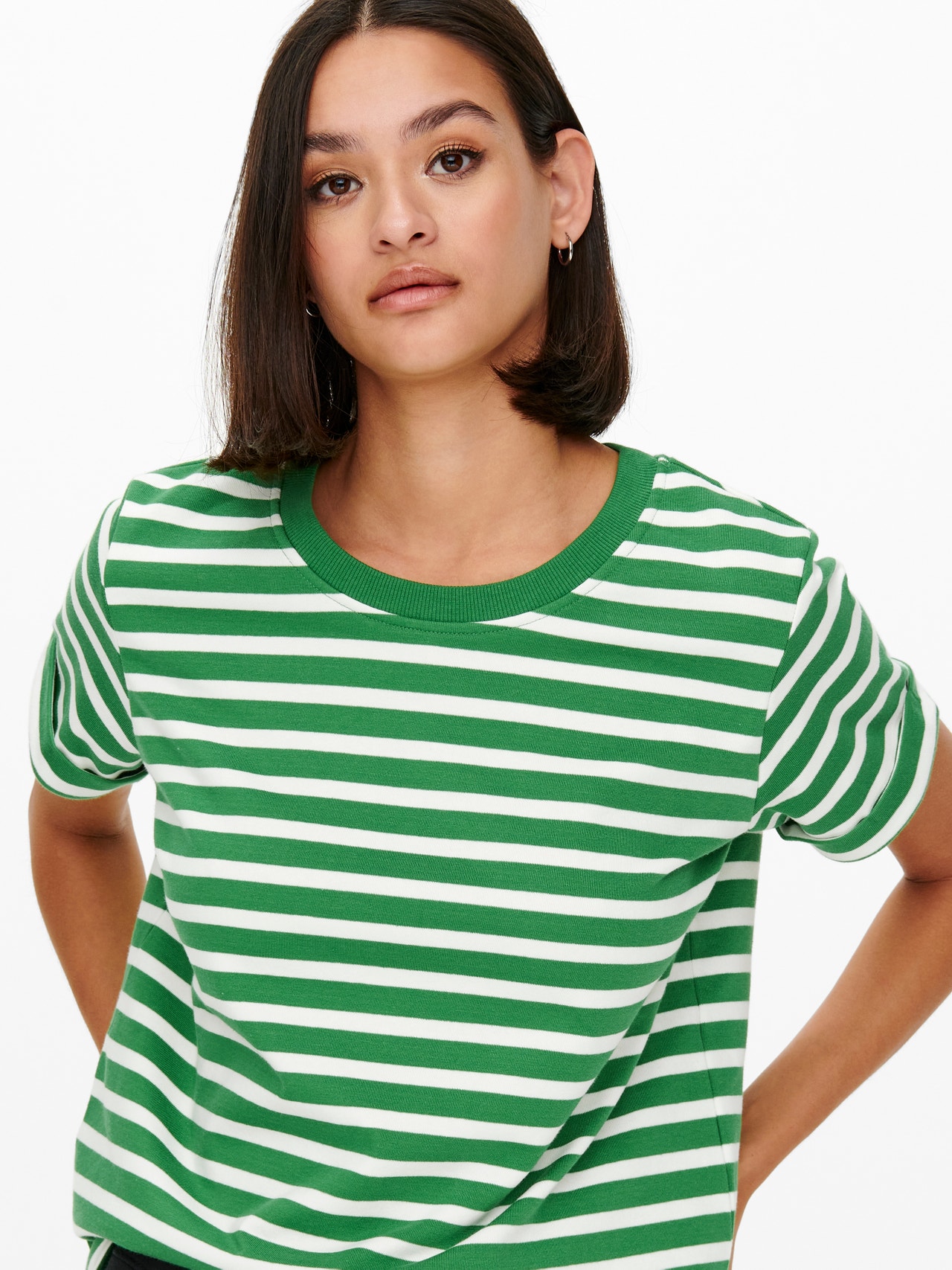 ONLY Normal geschnitten Rundhals Tief angesetzte Schulter Sweatshirt -Medium Green - 15257359