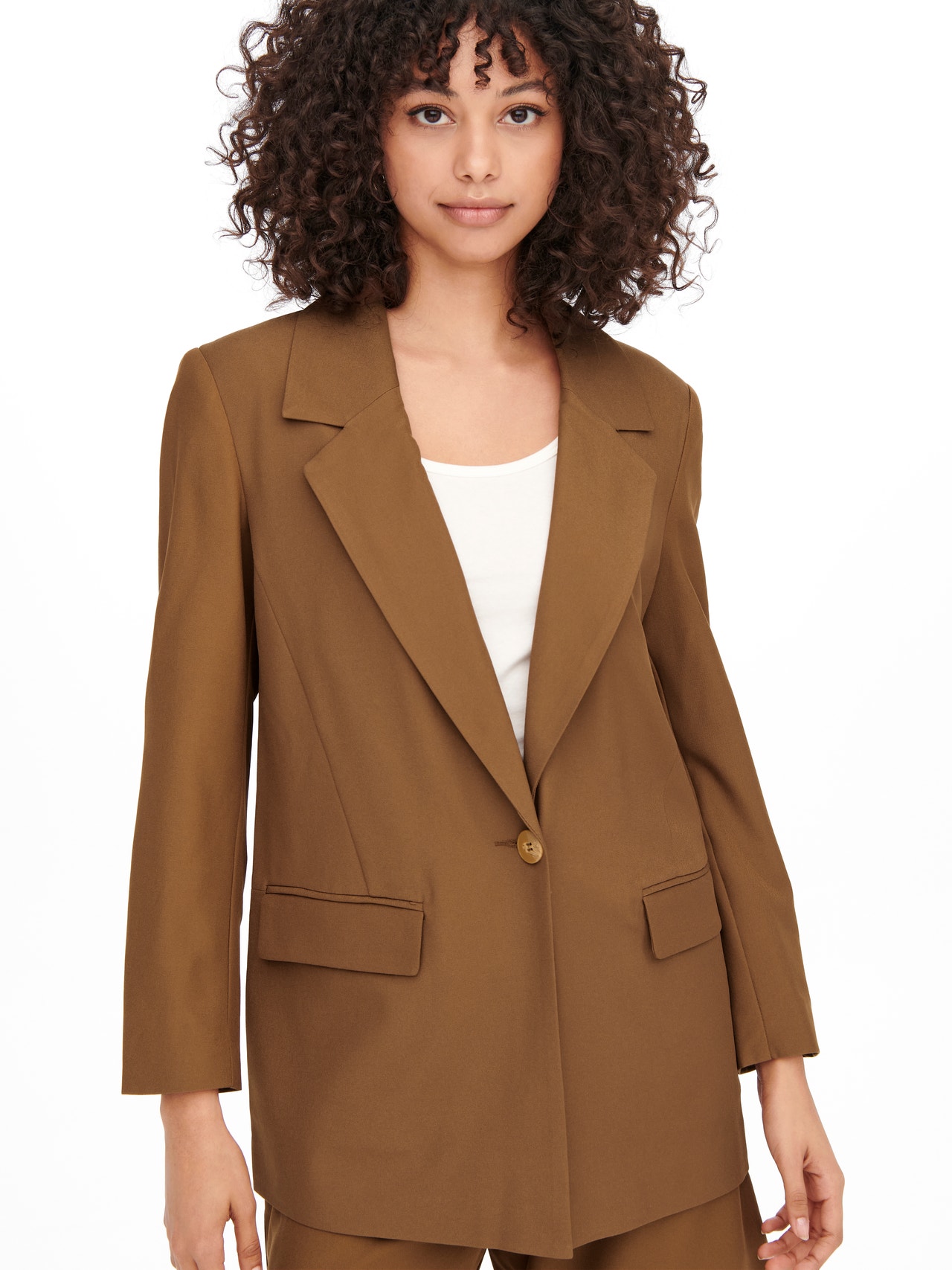 ONLY Comfort Fit Reverse Blazer -Toffee - 15257363