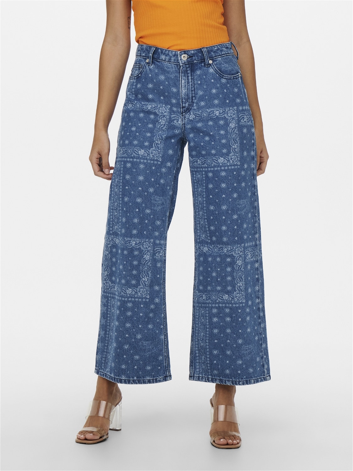 ONLY Ancha de ONLSonny Jeans de talle alto -Medium Blue Denim - 15257396