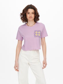 ONLY Cropped hekle T-skjorte -Orchid Bouquet - 15257452
