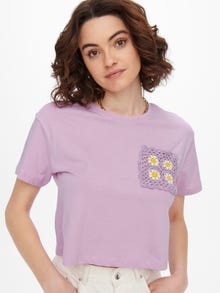 ONLY Kurzes Häkelspitzen- T-Shirt -Orchid Bouquet - 15257452