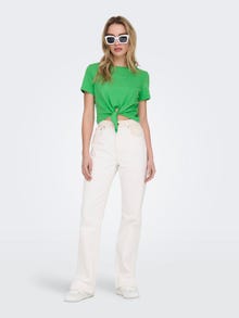 ONLY Cropped Top med Knude -Kelly Green - 15257467