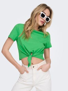 ONLY Cropped Top med Knude -Kelly Green - 15257467