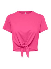 ONLY Cropped Knot Top -Shocking Pink - 15257467