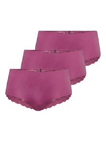 ONLY 3-pack lace Briefs -Red Violet - 15257469