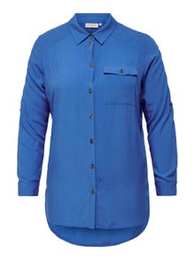 ONLY Curvy viskose effen gekleurd Overhemd -Strong Blue - 15257509