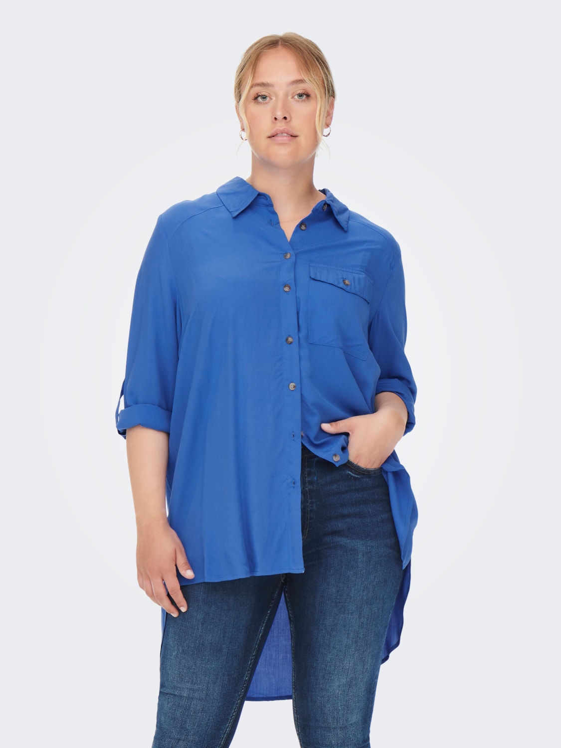 ONLY Unicolor talla grande Camisa -Strong Blue - 15257509