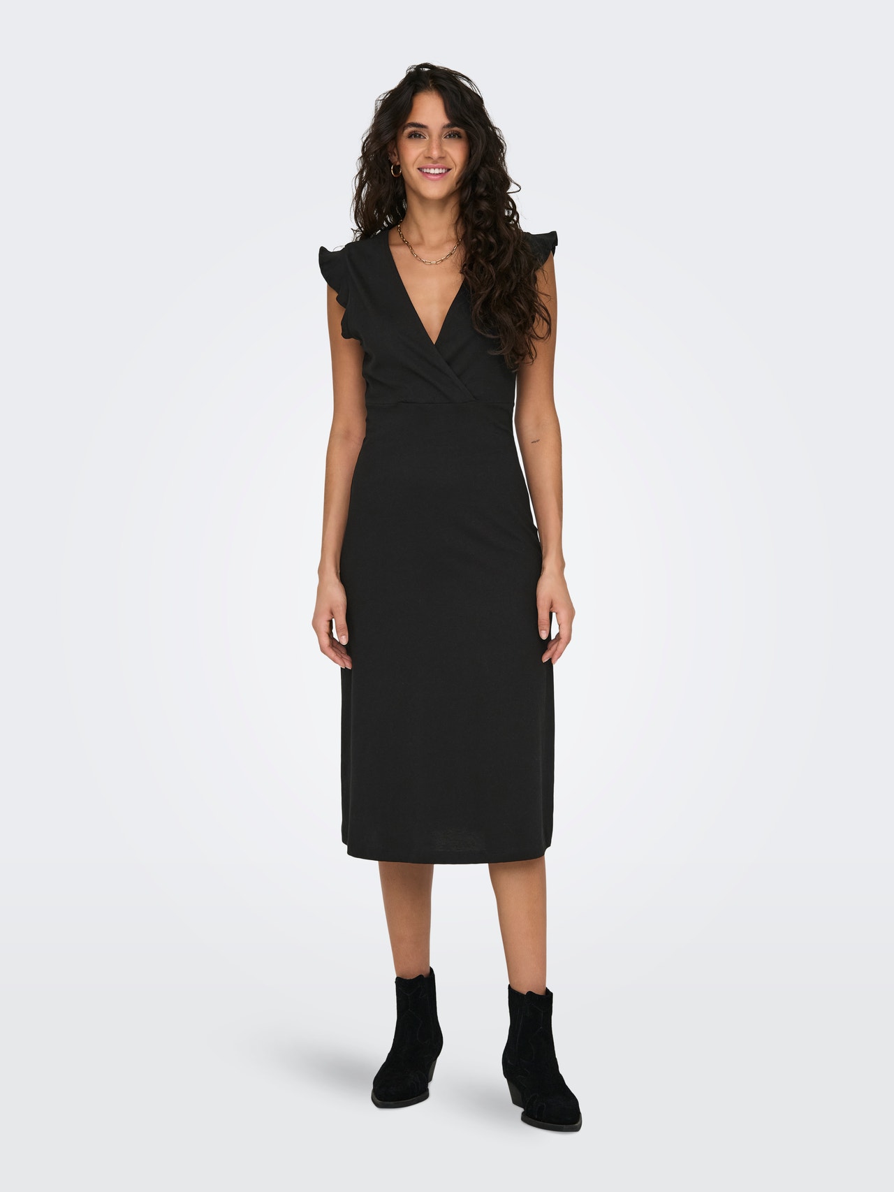ONLY Midi Frill Dress -Black - 15257520