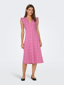 ONLY Regular Fit Round Neck Long dress -Raspberry Rose - 15257520