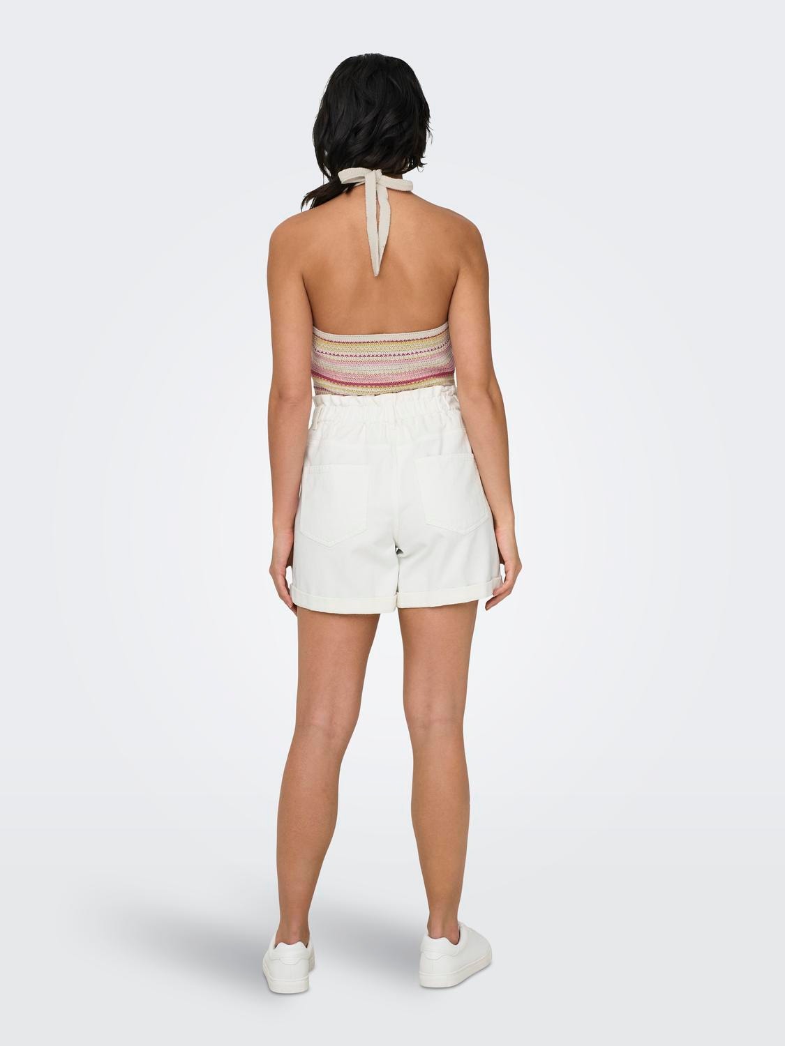 ONLY Loose Fit High waist Fold-up hems Shorts -Cloud Dancer - 15257540