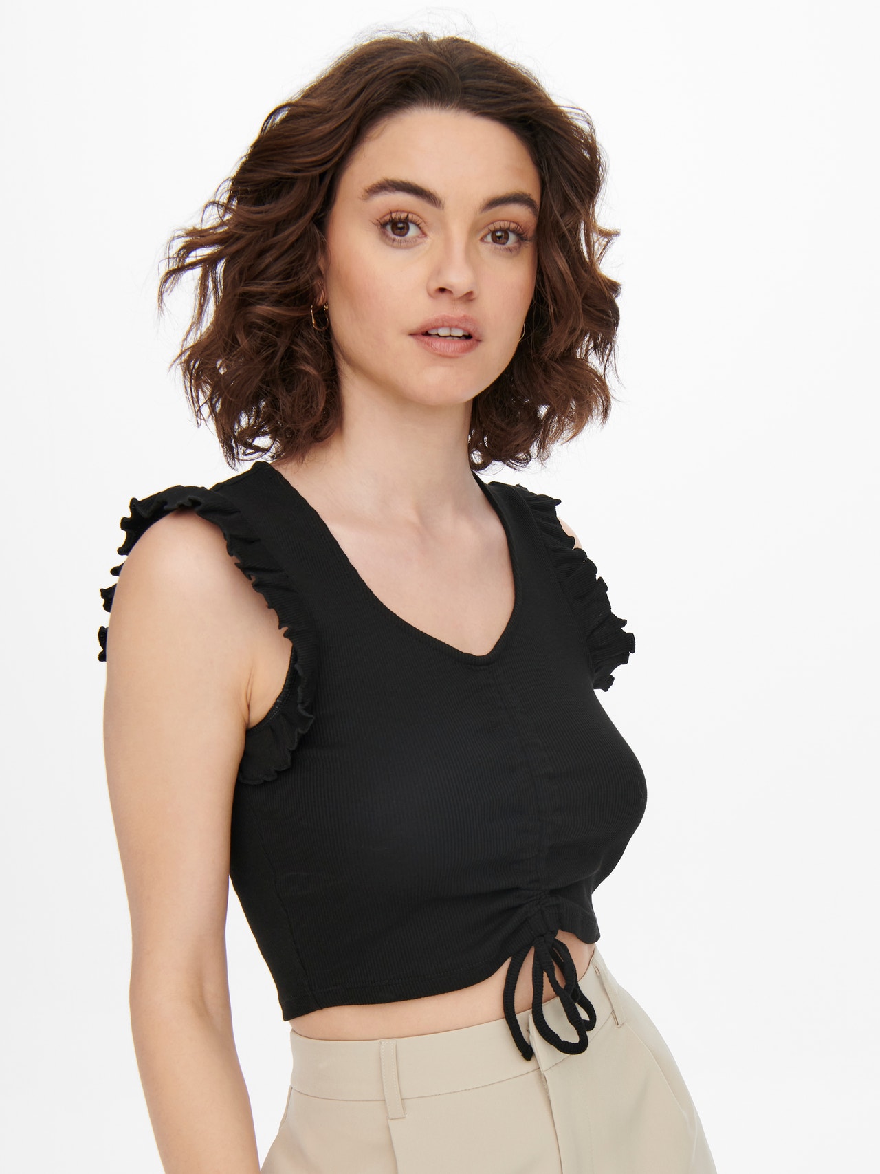 ONLY Ruching Top -Black - 15257542