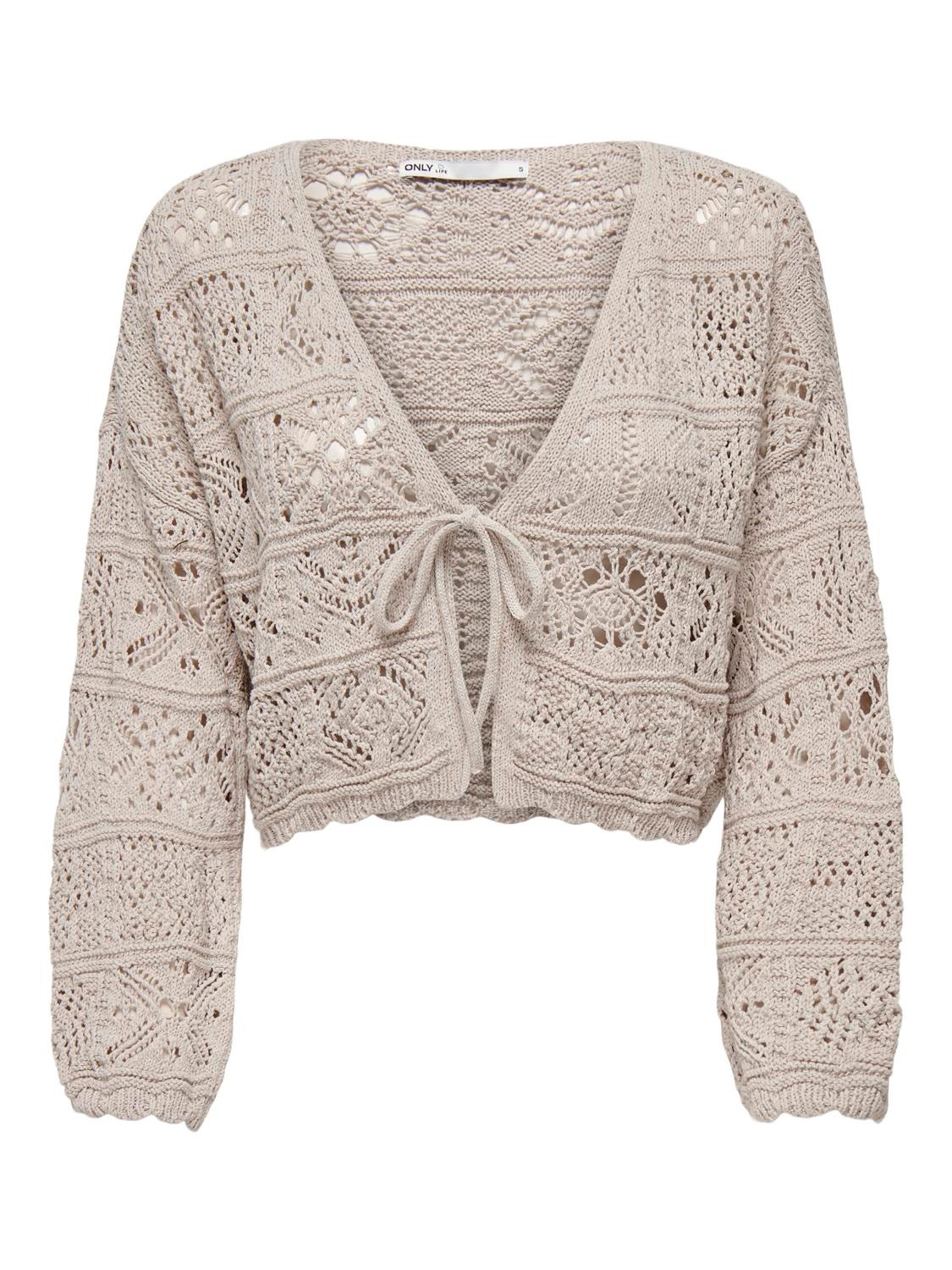ONLY 7/8 sleeved Knitted Cardigan -Pumice Stone - 15257604