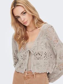 ONLY 7/8 sleeved Knitted Cardigan -Pumice Stone - 15257604
