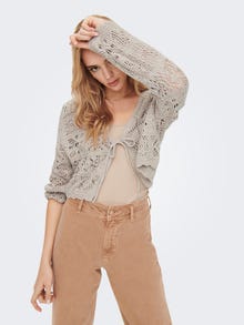ONLY Regular Fit Round Neck Dropped shoulders Knit Cardigan -Pumice Stone - 15257604