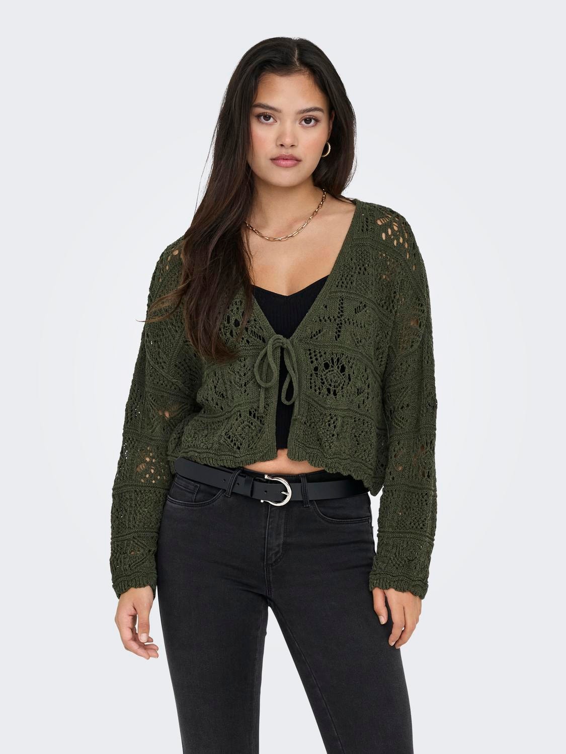 ONLY À manches 7/8 Cardigan en maille -Forest Night - 15257604
