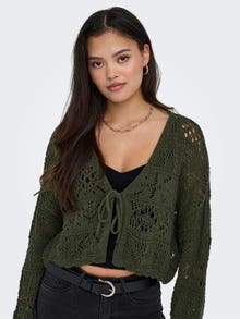 ONLY Regular Fit Round Neck Knit Cardigan -Forest Night - 15257604