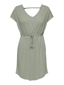 ONLY V-Neck Mini Dress -Mineral Gray - 15257679