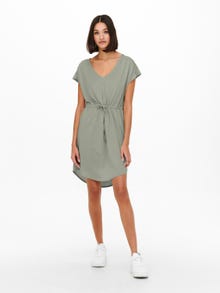 ONLY V-Neck Mini Dress -Mineral Gray - 15257679