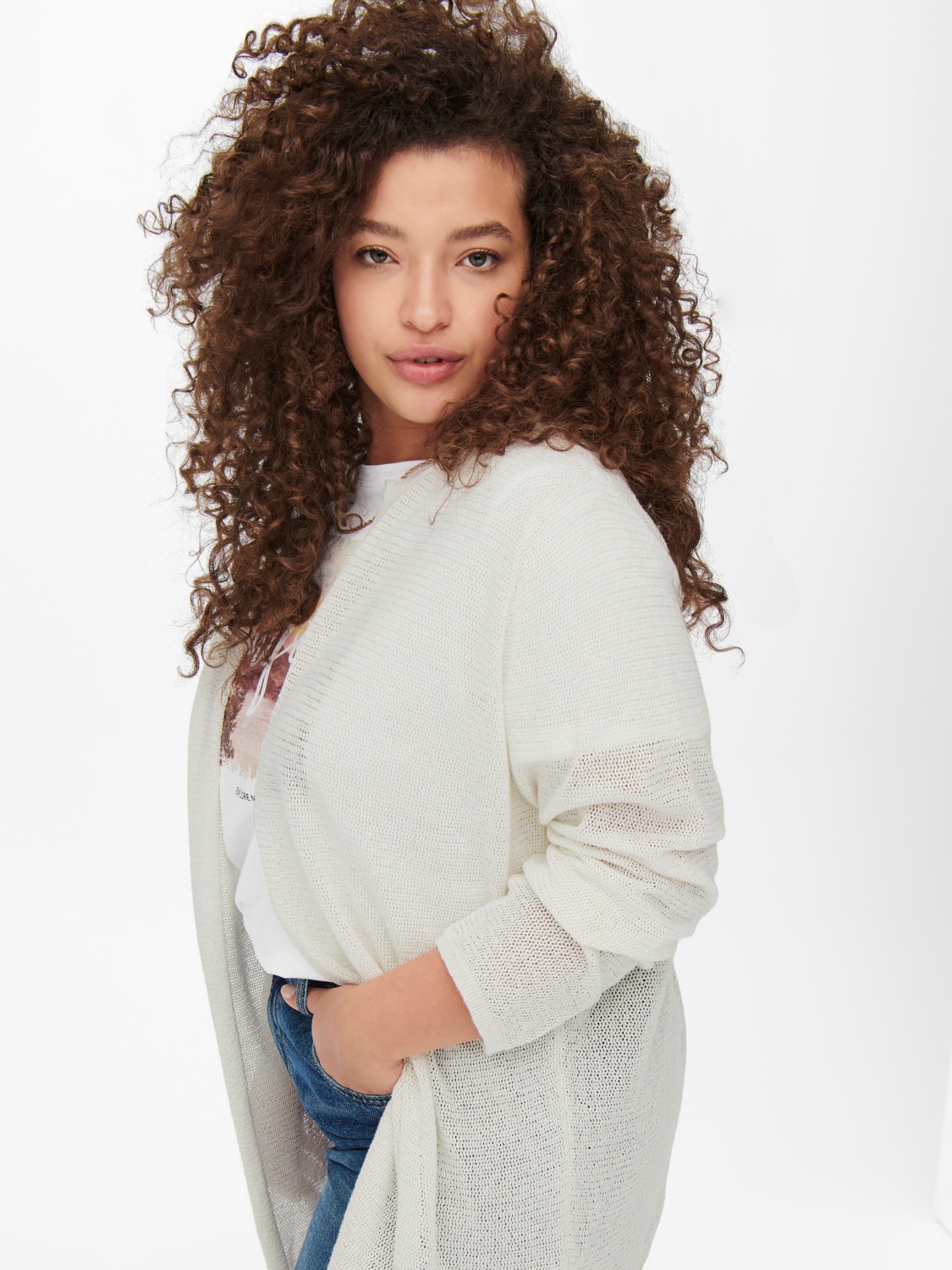ONLY Cardigans en maille Col rond Curve -Moonbeam - 15257701