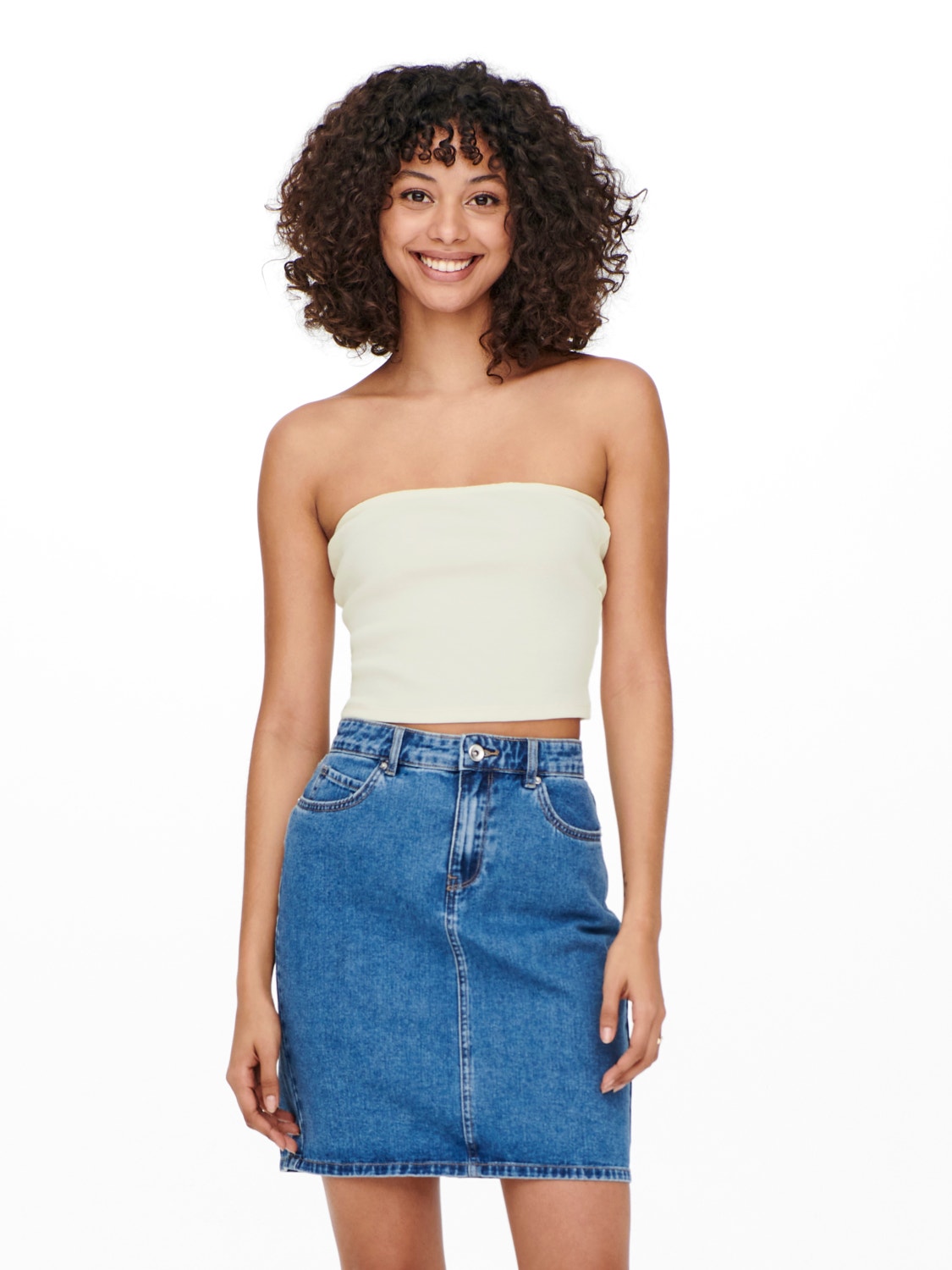 ONLY Slim Fit Strapless Top -Cloud Dancer - 15257744
