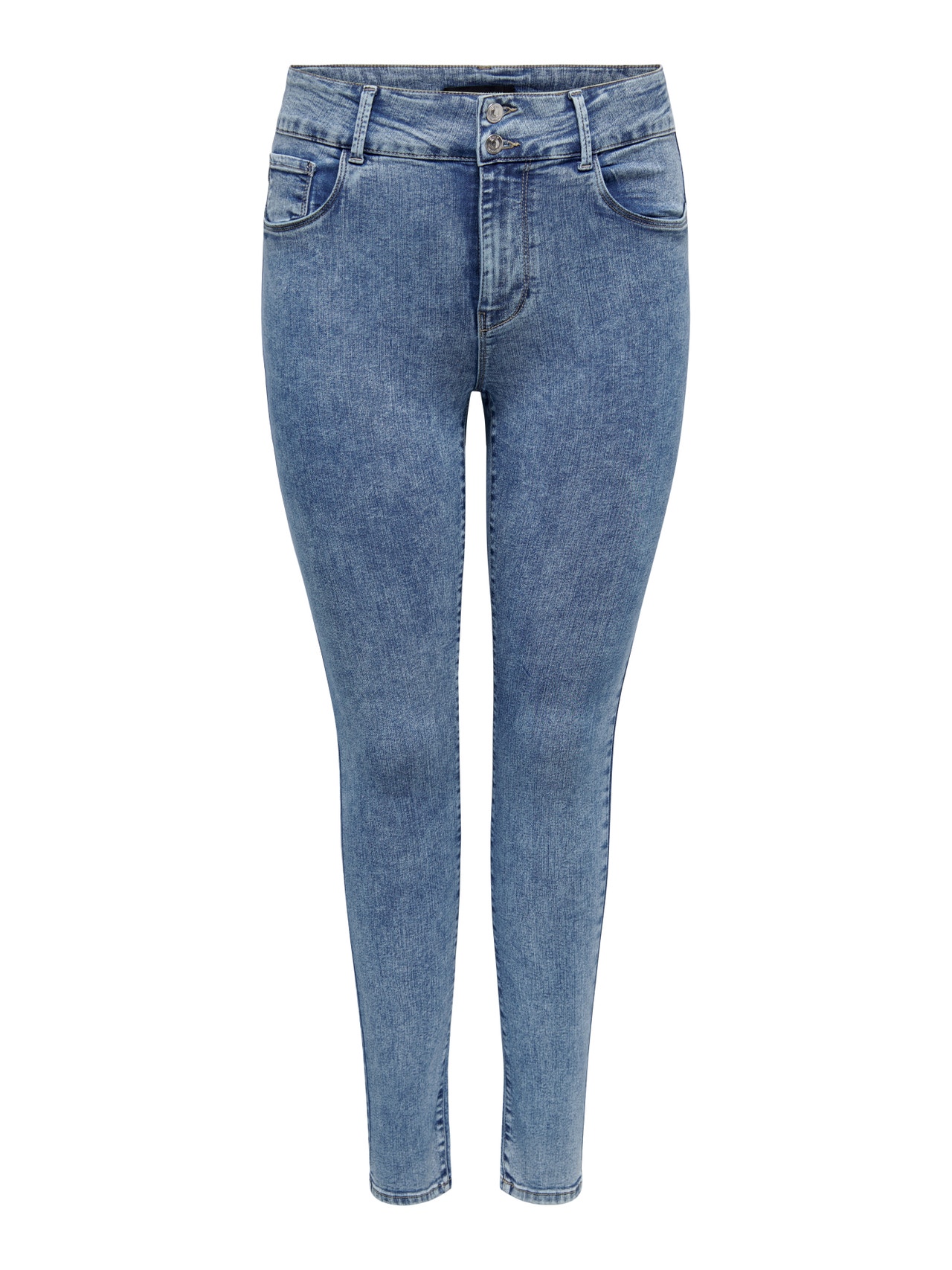 ONLY Curvy CARStorm høy midje Skinny fit jeans -Medium Blue Denim - 15257882