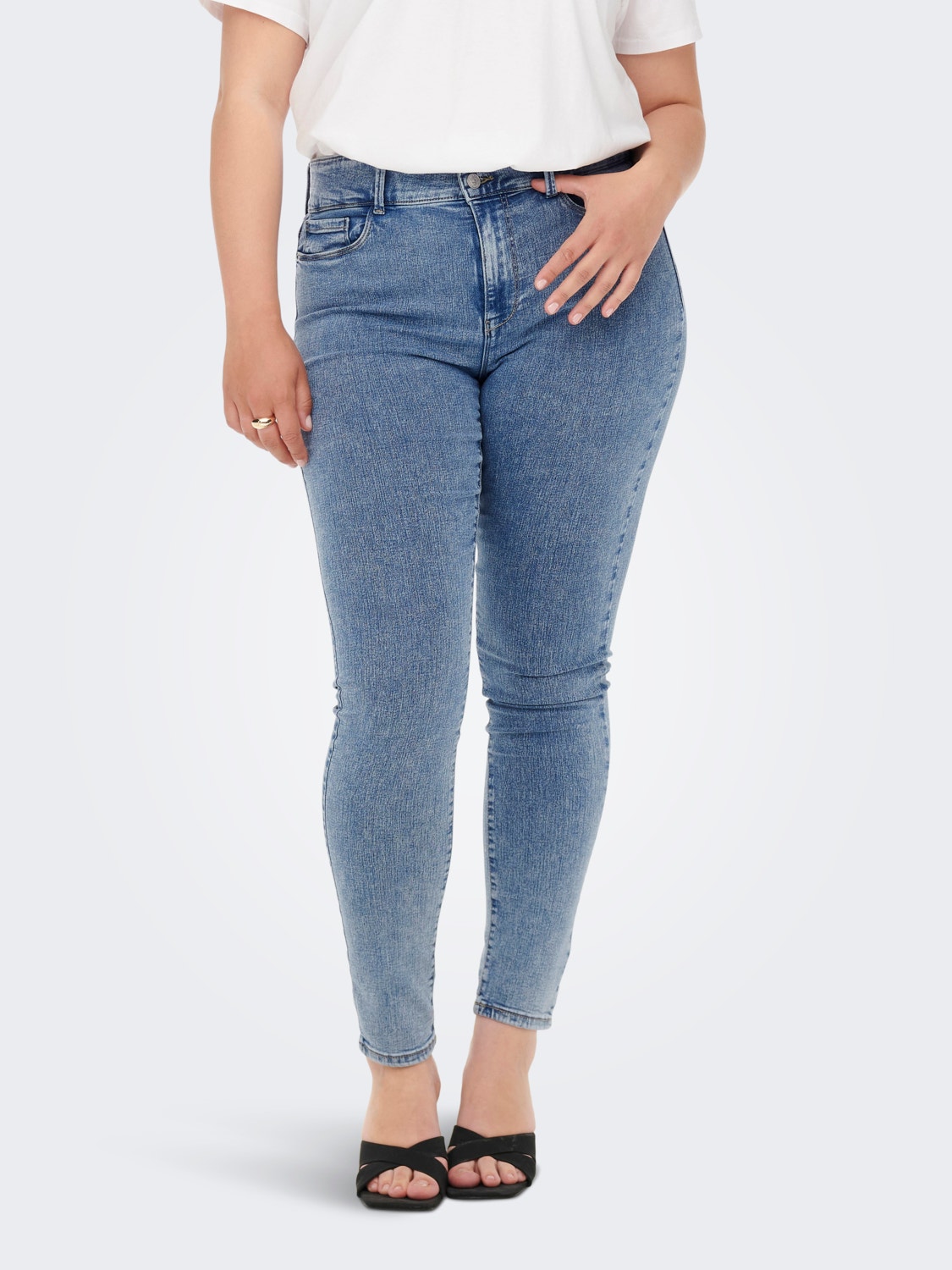ONLY Curvy CARStorm mit hohem Bund Skinny Fit Jeans -Medium Blue Denim - 15257882