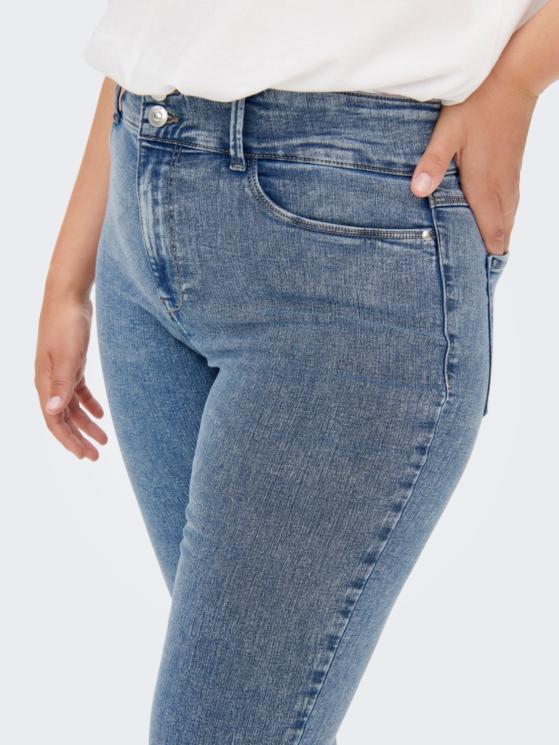 ONLY Skinny Fit Mid waist Curve Jeans -Medium Blue Denim - 15257882