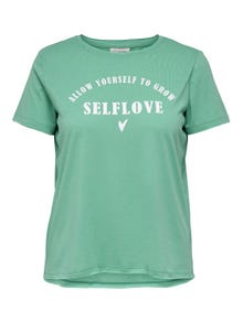 ONLY Curvy statement printed Short Sleeved Top -Marine Green - 15258025