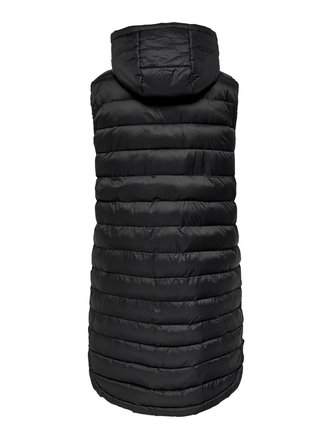 ONLY Long gilet with hood -Black - 15258350