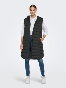 ONLY Long gilet with hood -Black - 15258350