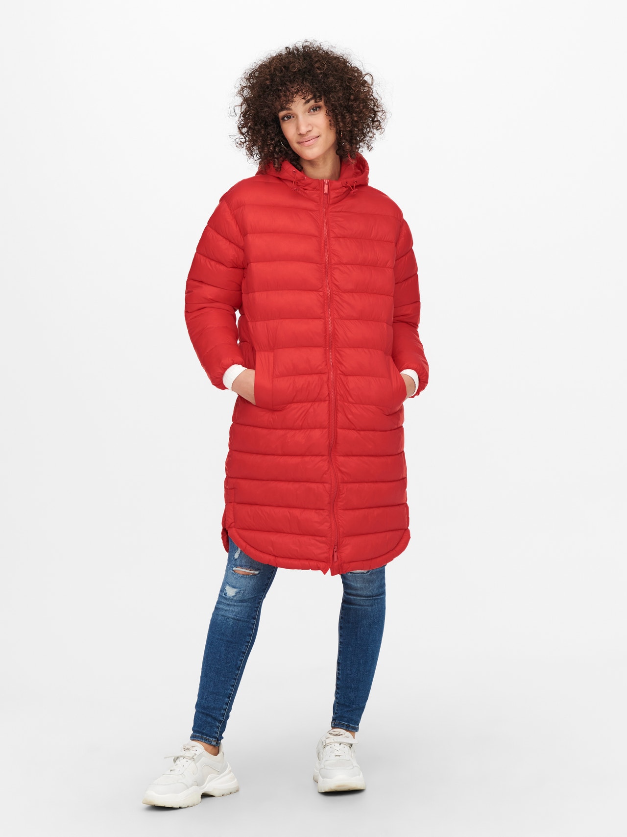 ONLY Quilted oversize Coat -Poppy Red - 15258420