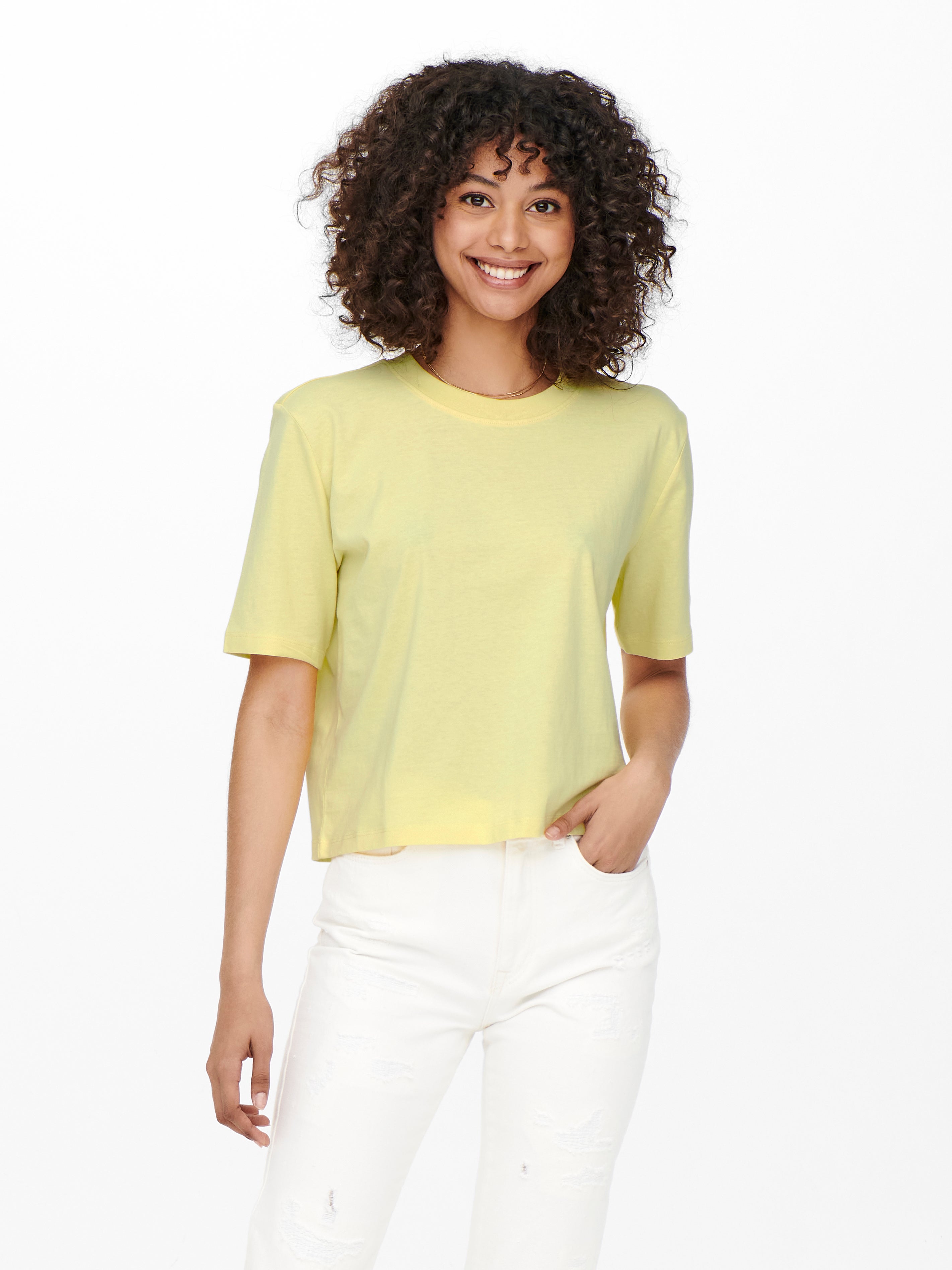 Regular Fit O-Neck Top | Light Yellow | ONLY®