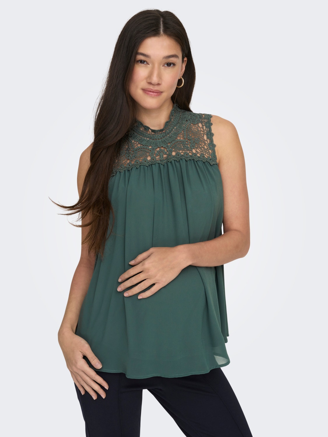 ONLY Regular Fit High neck Maternity Top -Balsam Green - 15258618