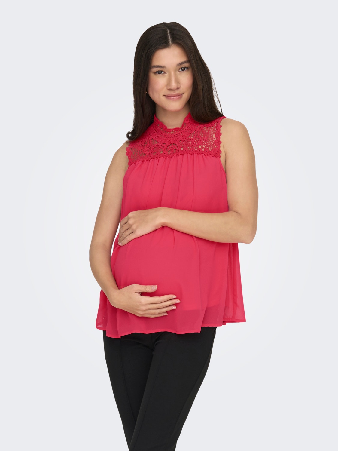 ONLY Mama lace detailed Top -Teaberry - 15258618