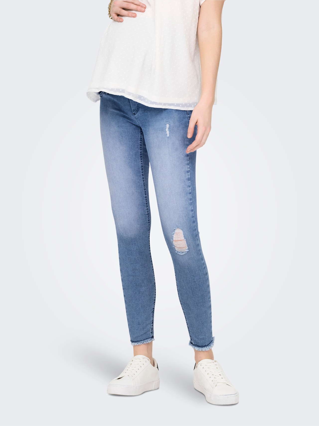 ONLY OLMBlush ankel røffe Skinny fit jeans -Light Blue Denim - 15258753