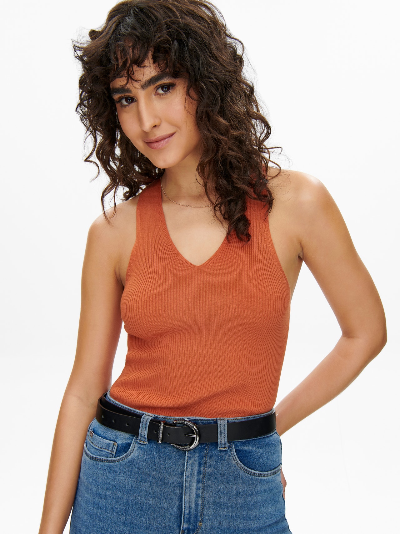 ONLY Knoopdetail Gebreide top -Apricot Orange - 15258897