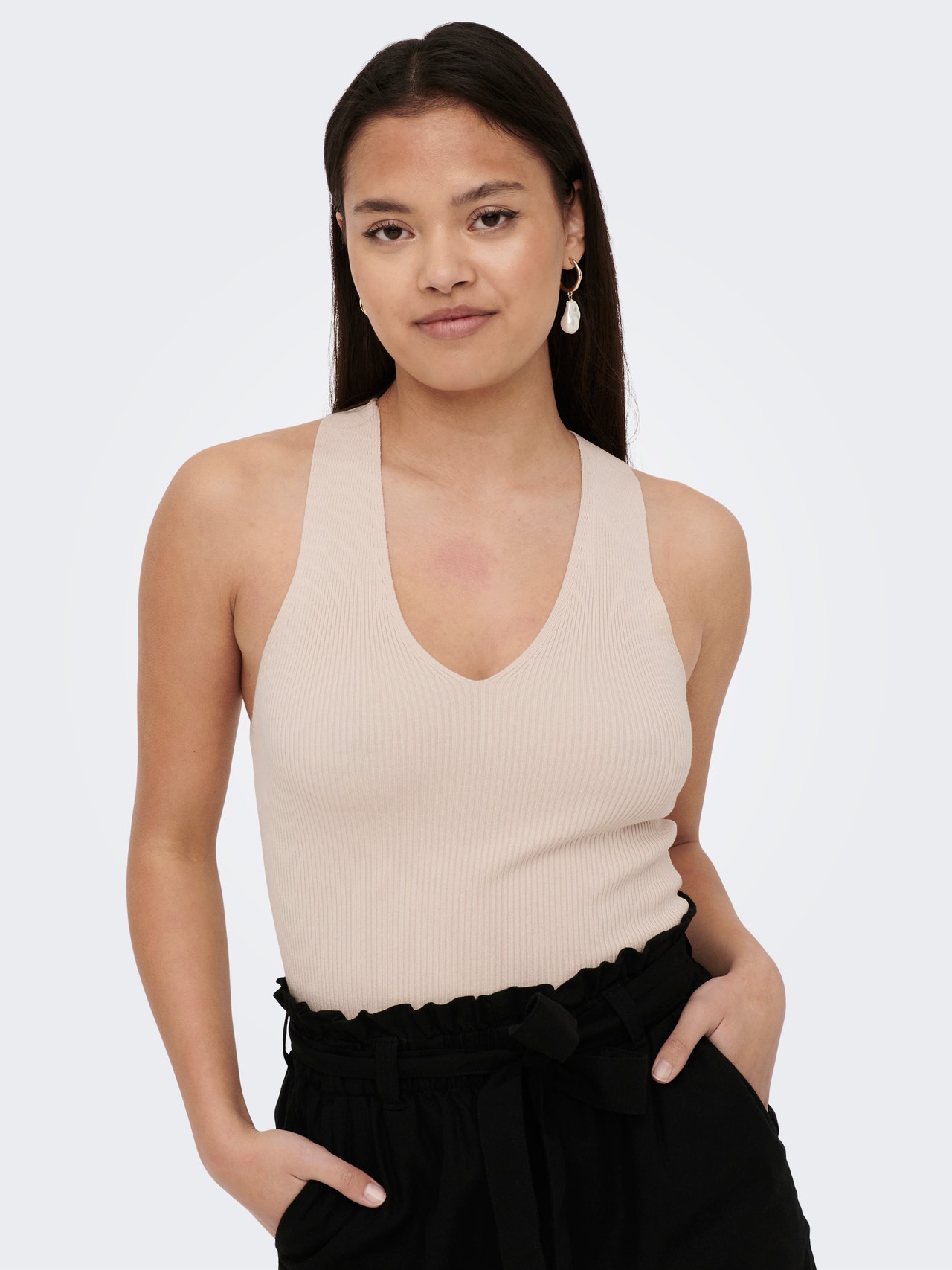 ONLY Knot detailed Knitted Top -Tapioca - 15258897