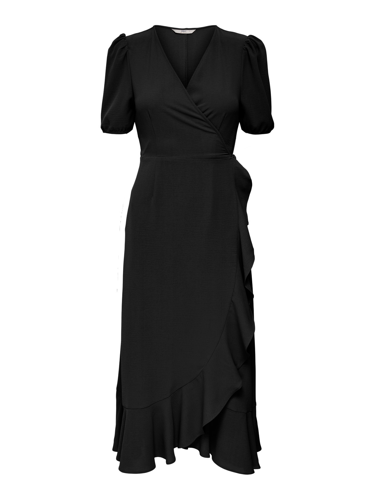 ONLY Midi slå-om kjole  -Black - 15259011