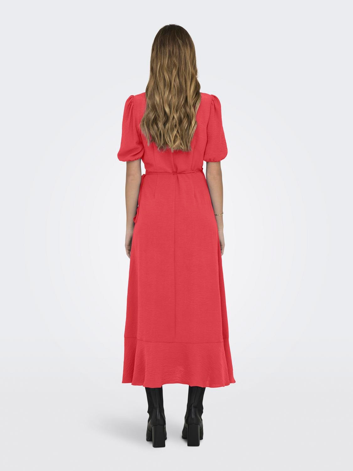 ONLY Normal geschnitten V-Ausschnitt Elastische Bündchen Kurzes Kleid -Cayenne - 15259011