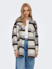 ONLY Long Checked Shacket -Blue Blizzard - 15259090
