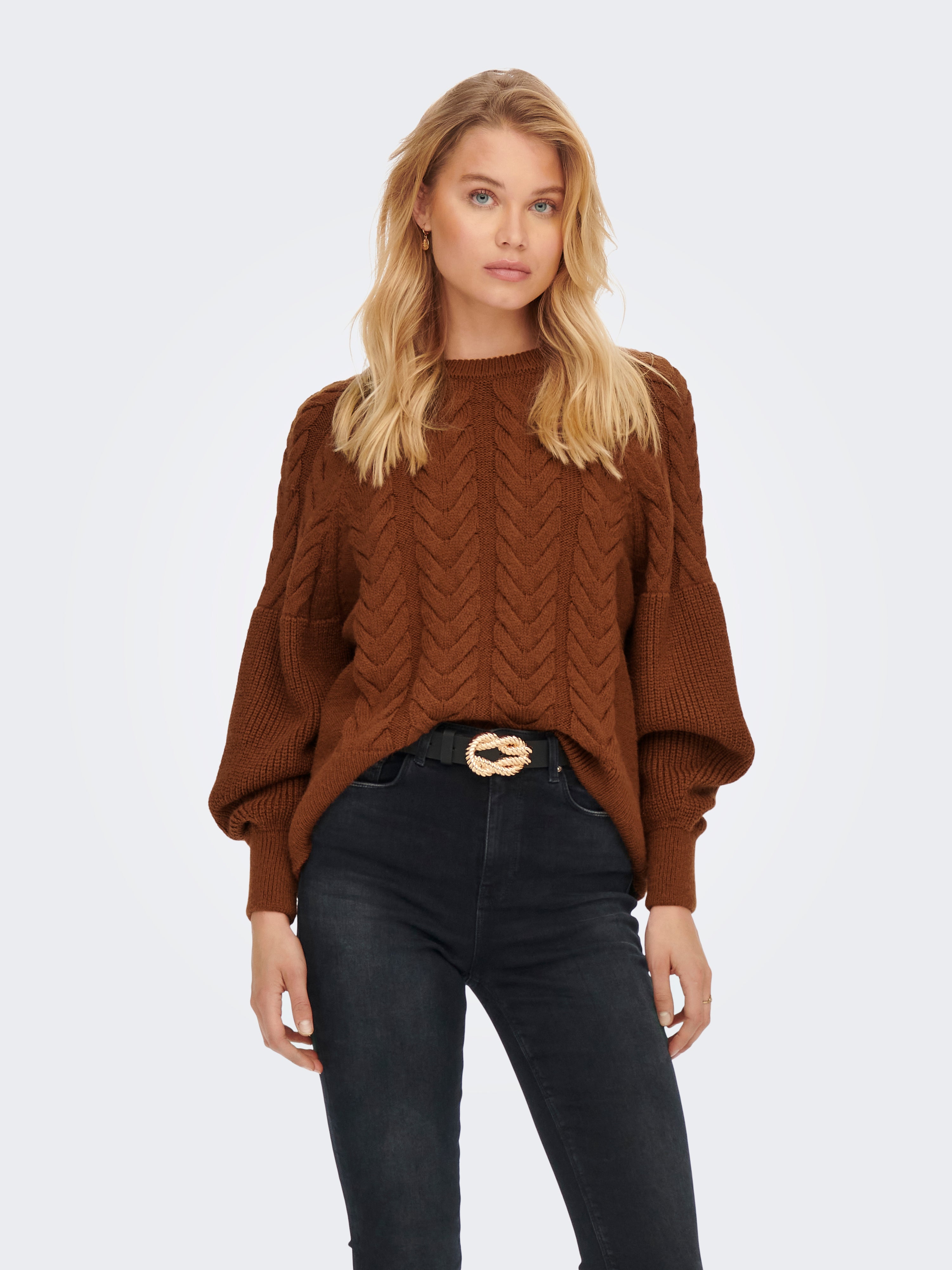 Cable Knitted Pullover | Medium Brown 