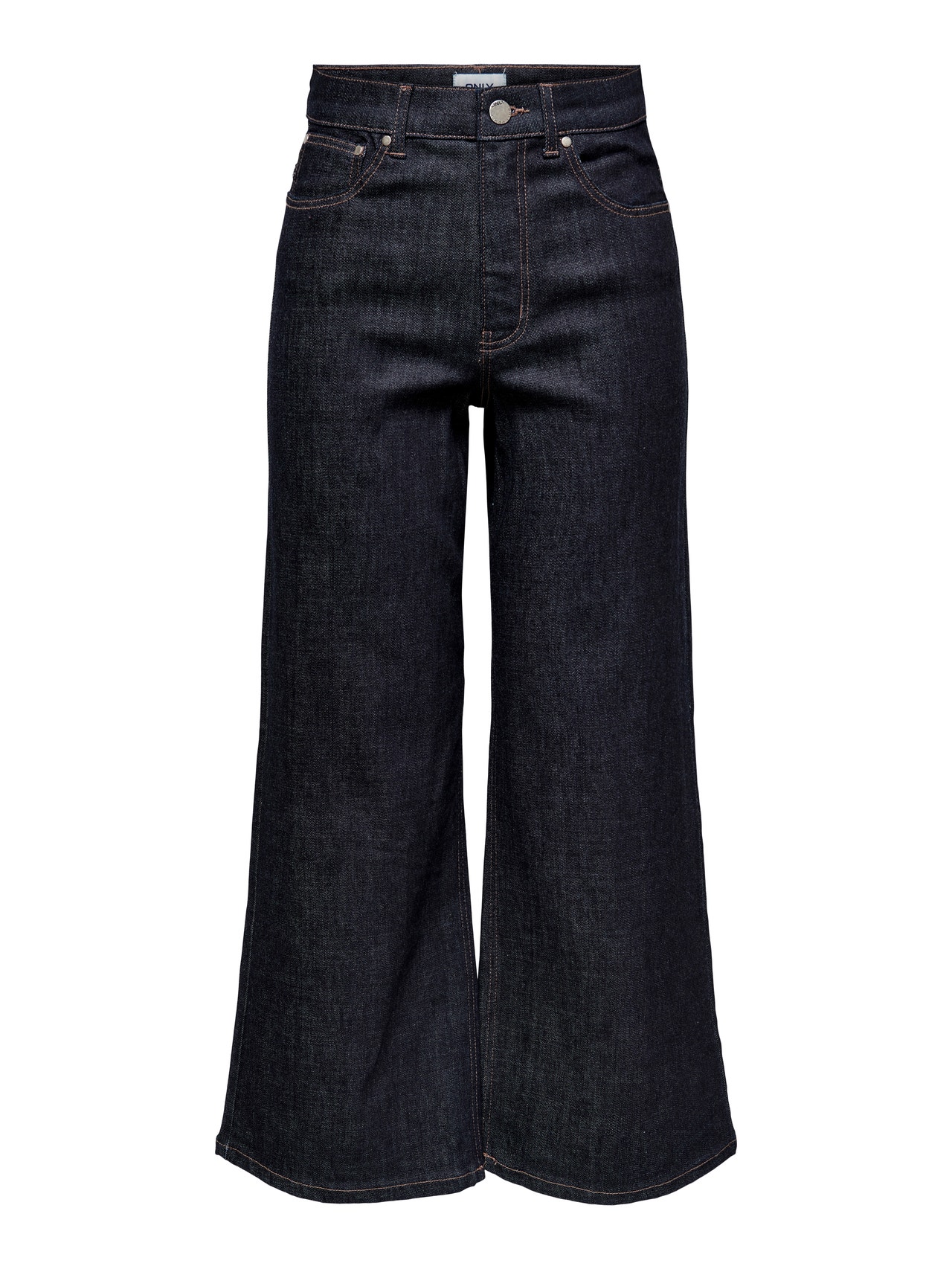 ONLY ONLMadison Tall høy midje vide Cropped jeans -Dark Blue Denim - 15259230