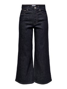 ONLY Weiter Beinschnitt Hohe Taille Jeans -Dark Blue Denim - 15259230