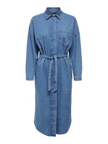 ONLY Locker geschnitten Rundhals Langes Kleid -Medium Blue Denim - 15259251