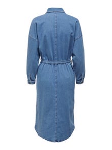 ONLY Locker geschnitten Rundhals Langes Kleid -Medium Blue Denim - 15259251
