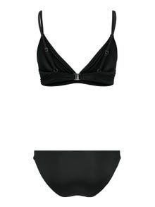 ONLY Solid Colored Triangle Bikini Set -Black - 15259463